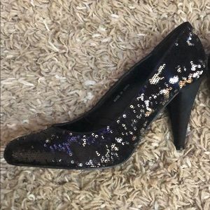 Black sequin party shoes